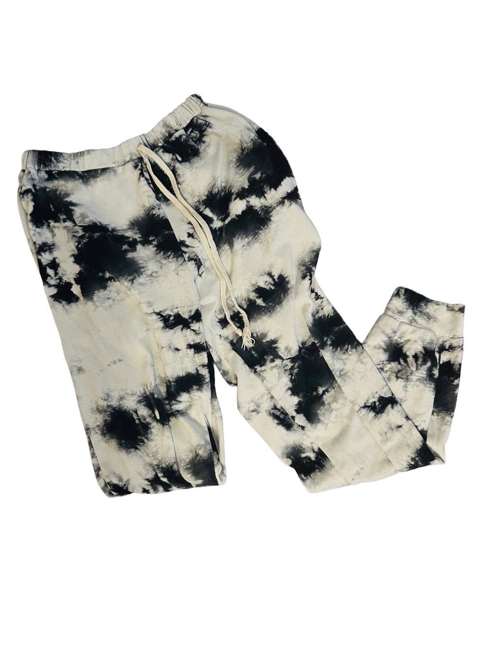 First Love Black & Cream Tie-Dye Jogger Pants